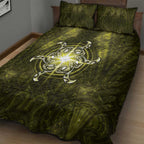 New Zealand Matariki Hiwaiterangi Quilt Bed Set Maori Moko Yellow Galaxy