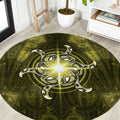 New Zealand Matariki Hiwaiterangi Round Carpet Maori Moko Yellow Galaxy