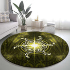 New Zealand Matariki Hiwaiterangi Round Carpet Maori Moko Yellow Galaxy