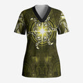 New Zealand Matariki Hiwaiterangi Scrub Top Maori Moko Yellow Galaxy
