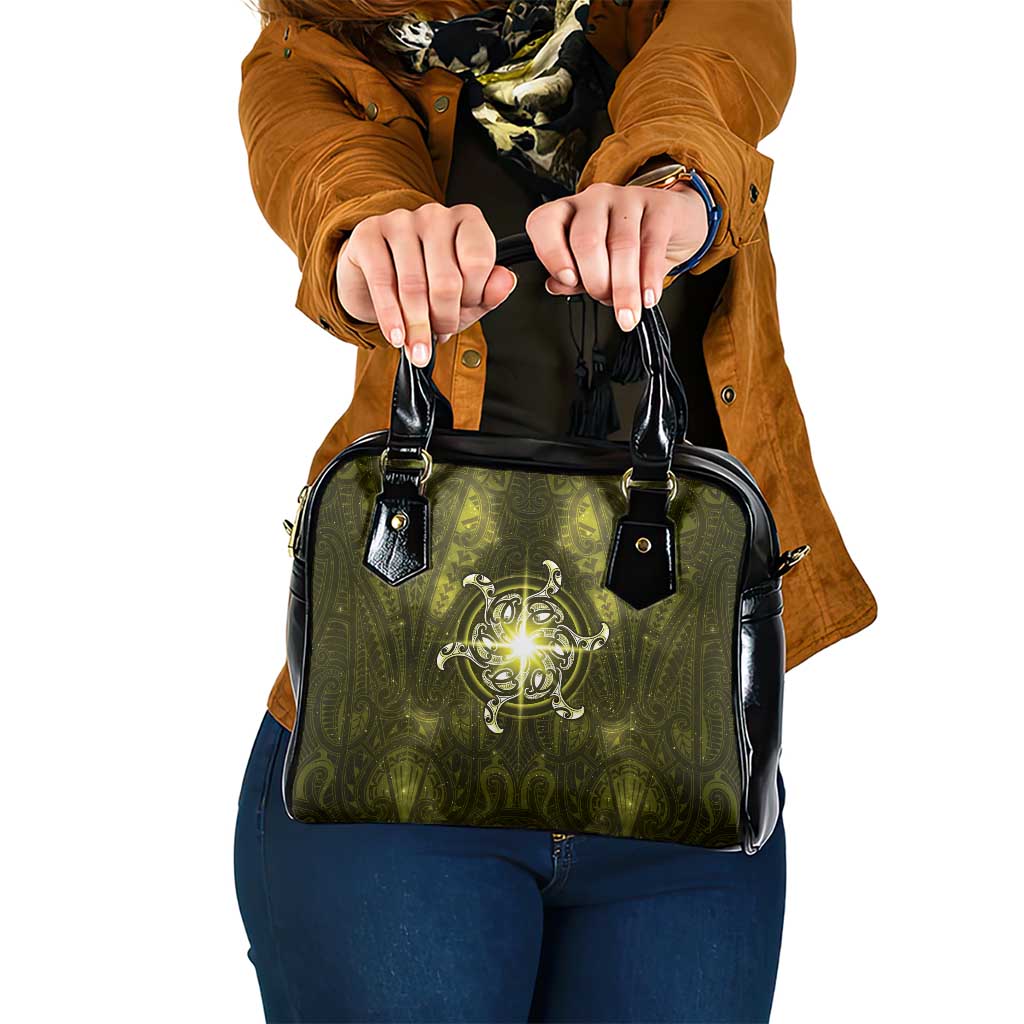 New Zealand Matariki Hiwaiterangi Shoulder Handbag Maori Moko Yellow Galaxy