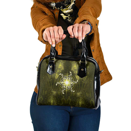 New Zealand Matariki Hiwaiterangi Shoulder Handbag Maori Moko Yellow Galaxy