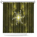 New Zealand Matariki Hiwaiterangi Shower Curtain Maori Moko Yellow Galaxy