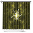 New Zealand Matariki Hiwaiterangi Shower Curtain Maori Moko Yellow Galaxy