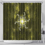 New Zealand Matariki Hiwaiterangi Shower Curtain Maori Moko Yellow Galaxy