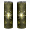 New Zealand Matariki Hiwaiterangi Skinny Tumbler Maori Moko Yellow Galaxy