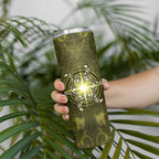 New Zealand Matariki Hiwaiterangi Skinny Tumbler Maori Moko Yellow Galaxy