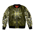 New Zealand Matariki Hiwaiterangi Sleeve Zip Bomber Jacket Maori Moko Yellow Galaxy