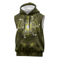New Zealand Matariki Hiwaiterangi Sleeveless Hoodie Maori Moko Yellow Galaxy