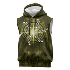 New Zealand Matariki Hiwaiterangi Sleeveless Hoodie Maori Moko Yellow Galaxy