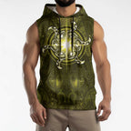 New Zealand Matariki Hiwaiterangi Sleeveless Hoodie Maori Moko Yellow Galaxy