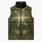 New Zealand Matariki Hiwaiterangi Sleeveless Puffer Jacket Maori Moko Yellow Galaxy