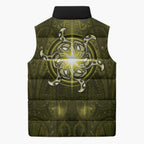 New Zealand Matariki Hiwaiterangi Sleeveless Puffer Jacket Maori Moko Yellow Galaxy