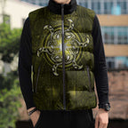 New Zealand Matariki Hiwaiterangi Sleeveless Puffer Jacket Maori Moko Yellow Galaxy