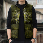 New Zealand Matariki Hiwaiterangi Sleeveless Puffer Jacket Maori Moko Yellow Galaxy