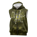 New Zealand Matariki Hiwaiterangi Sleeveless Zip Hoodie Maori Moko Yellow Galaxy