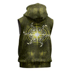 New Zealand Matariki Hiwaiterangi Sleeveless Zip Hoodie Maori Moko Yellow Galaxy