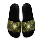 New Zealand Matariki Hiwaiterangi Slide Sandals Maori Moko Yellow Galaxy