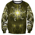 New Zealand Matariki Hiwaiterangi Sweatshirt Maori Moko Yellow Galaxy