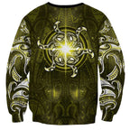 New Zealand Matariki Hiwaiterangi Sweatshirt Maori Moko Yellow Galaxy