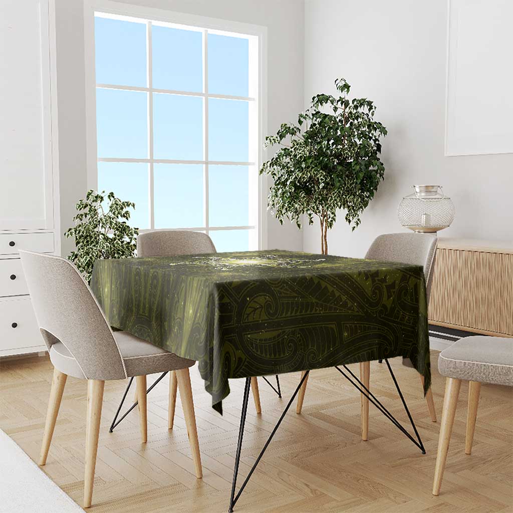 New Zealand Matariki Hiwaiterangi Tablecloth Maori Moko Yellow Galaxy