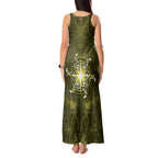 New Zealand Matariki Hiwaiterangi Tank Maxi Dress Maori Moko Yellow Galaxy