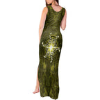 New Zealand Matariki Hiwaiterangi Tank Maxi Dress Maori Moko Yellow Galaxy