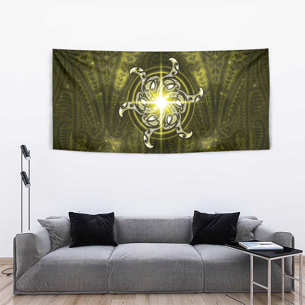 New Zealand Matariki Hiwaiterangi Tapestry Maori Moko Yellow Galaxy