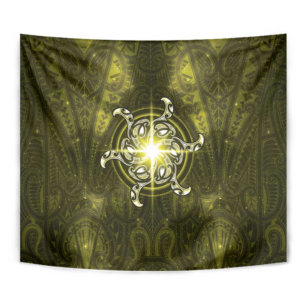 New Zealand Matariki Hiwaiterangi Tapestry Maori Moko Yellow Galaxy