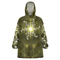 New Zealand Matariki Hiwaiterangi Wearable Blanket Hoodie Maori Moko Yellow Galaxy