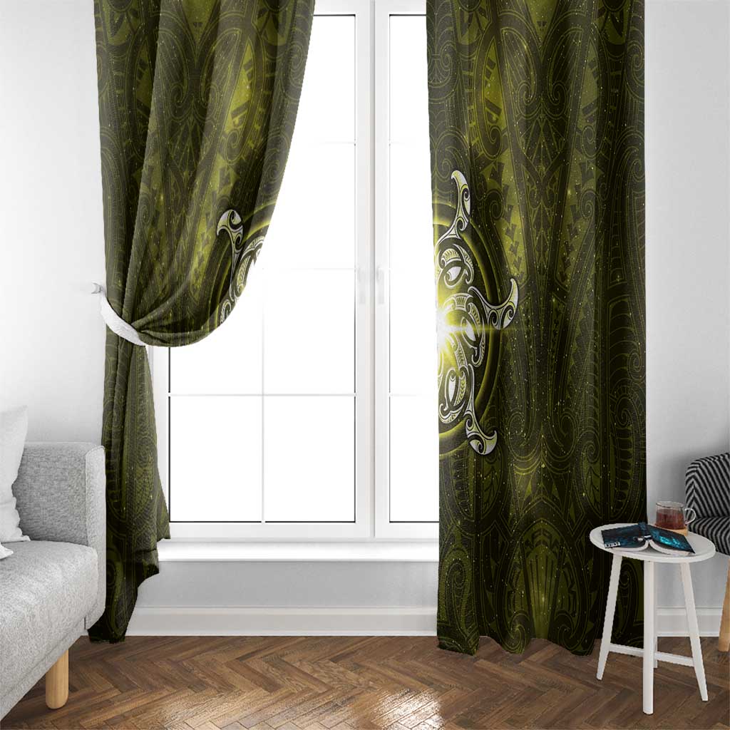 New Zealand Matariki Hiwaiterangi Window Curtain Maori Moko Yellow Galaxy