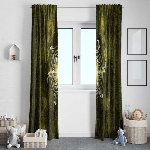 New Zealand Matariki Hiwaiterangi Window Curtain Maori Moko Yellow Galaxy