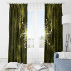 New Zealand Matariki Hiwaiterangi Window Curtain Maori Moko Yellow Galaxy
