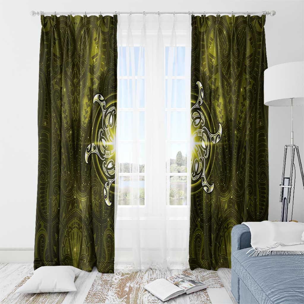 New Zealand Matariki Hiwaiterangi Window Curtain Maori Moko Yellow Galaxy