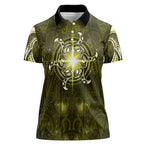 New Zealand Matariki Hiwaiterangi Women Polo Shirt Maori Moko Yellow Galaxy