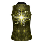 New Zealand Matariki Hiwaiterangi Women Sleeveless Polo Shirt Maori Moko Yellow Galaxy