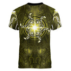 New Zealand Matariki Hiwaiterangi Women V-Neck T-Shirt Maori Moko Yellow Galaxy