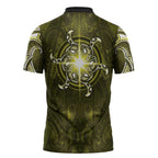 New Zealand Matariki Hiwaiterangi Zipper Polo Shirt Maori Moko Yellow Galaxy