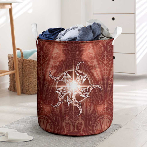 New Zealand Matariki Pohutukawa Laundry Basket Maori Moko Red Galaxy