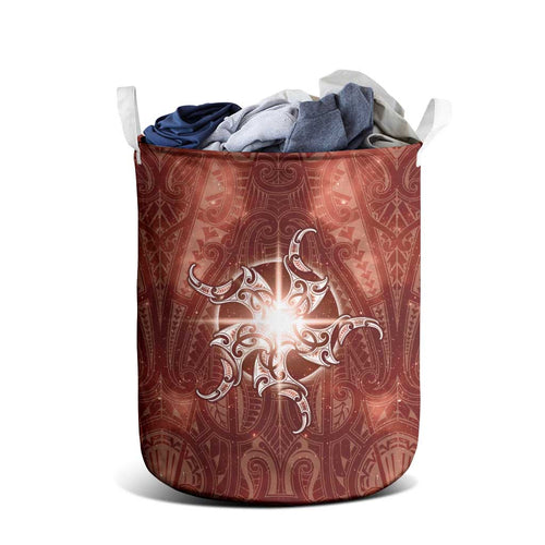 New Zealand Matariki Pohutukawa Laundry Basket Maori Moko Red Galaxy