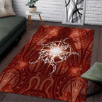 New Zealand Matariki Pohutukawa Area Rug Maori Moko Red Galaxy