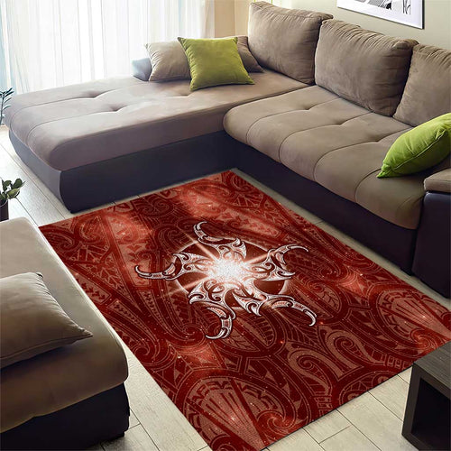 New Zealand Matariki Pohutukawa Area Rug Maori Moko Red Galaxy