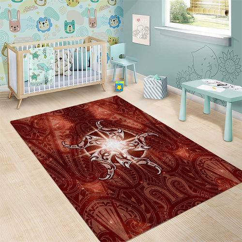 New Zealand Matariki Pohutukawa Area Rug Maori Moko Red Galaxy
