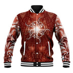 New Zealand Matariki Pohutukawa Baseball Jacket Maori Moko Red Galaxy