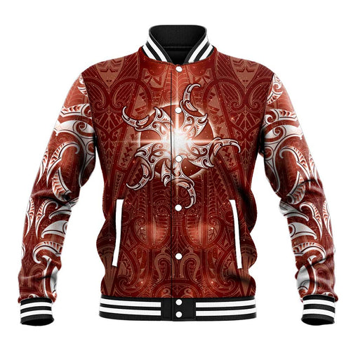 New Zealand Matariki Pohutukawa Baseball Jacket Maori Moko Red Galaxy