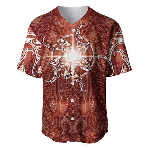 New Zealand Matariki Pohutukawa Baseball Jersey Maori Moko Red Galaxy