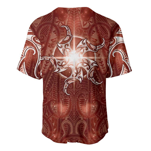 New Zealand Matariki Pohutukawa Baseball Jersey Maori Moko Red Galaxy