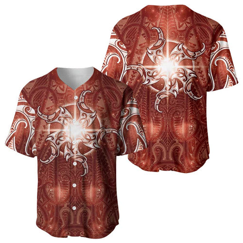 New Zealand Matariki Pohutukawa Baseball Jersey Maori Moko Red Galaxy