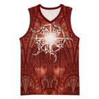 New Zealand Matariki Pohutukawa Basketball Jersey Maori Moko Red Galaxy
