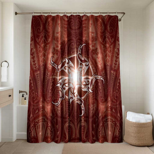 New Zealand Matariki Pohutukawa Bathroom Set Maori Moko Red Galaxy